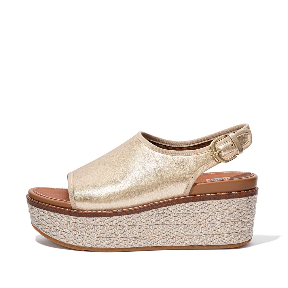 Fitflop Womens Wedge - Eloise Mixed-metallics Back-strap - Gold - 720-VQEODG
